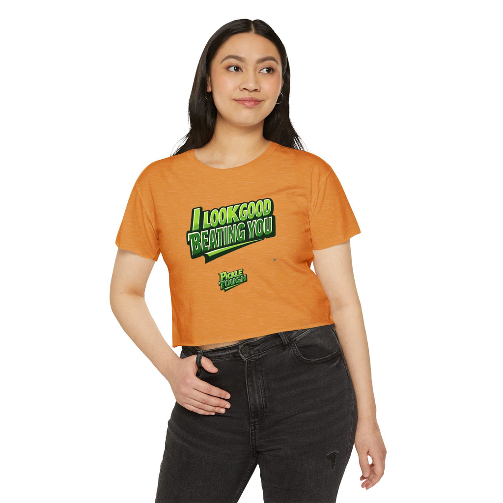 "I Look Good Beating You" Pickleball Crop Top
