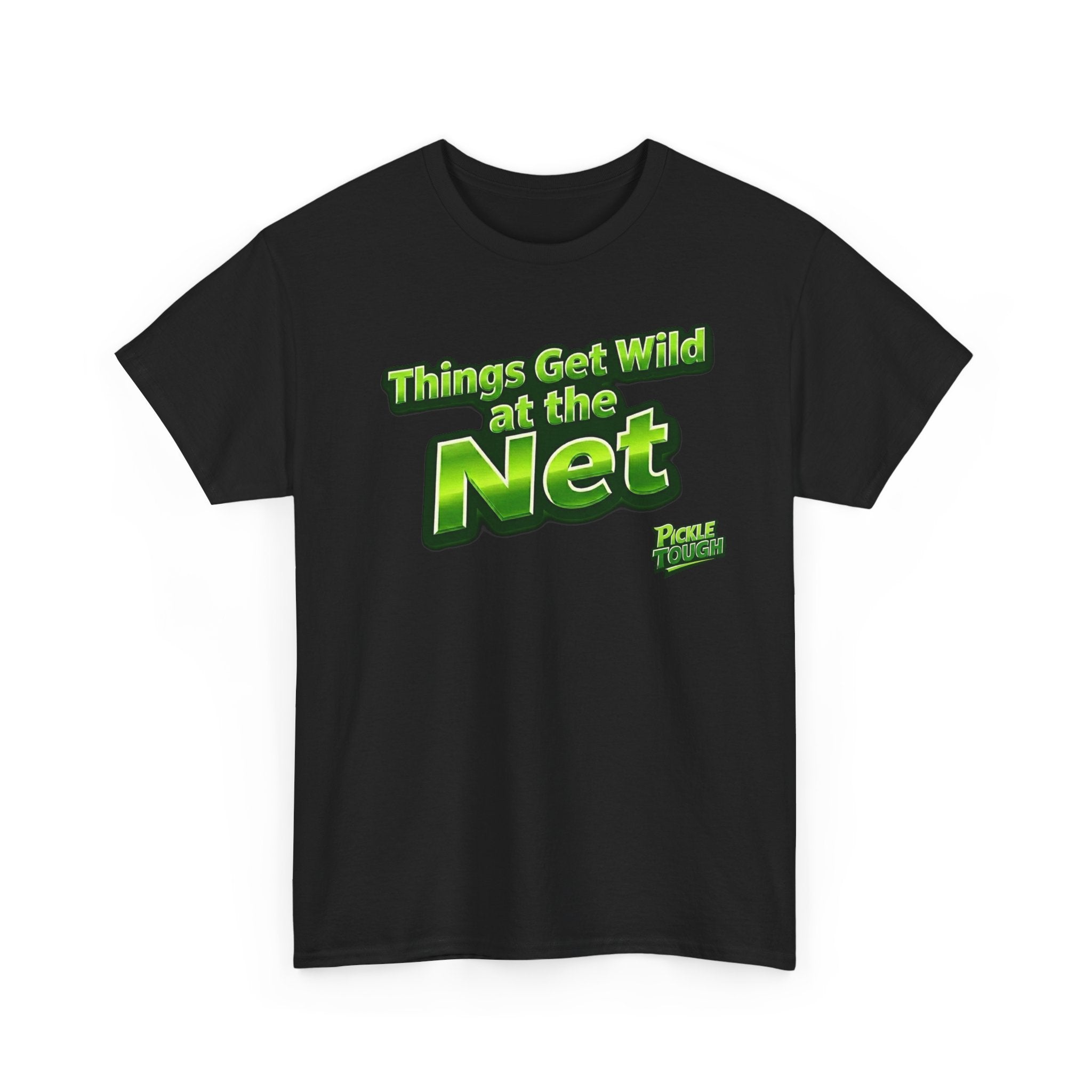 "Things Get Wild at the Net" Pickleball T-Shirt — 100% Cotton T-Shirt Unisex