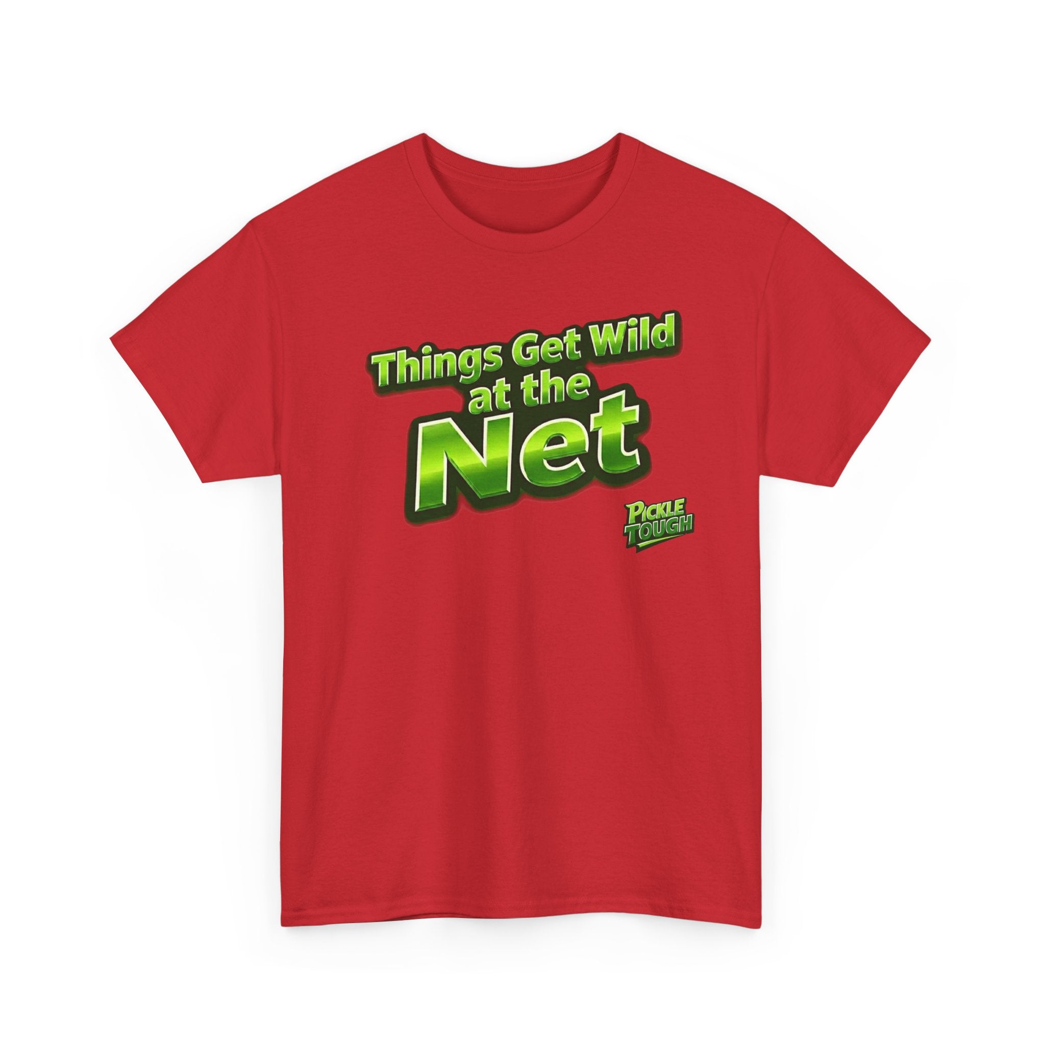 "Things Get Wild at the Net" Pickleball T-Shirt — 100% Cotton T-Shirt Unisex