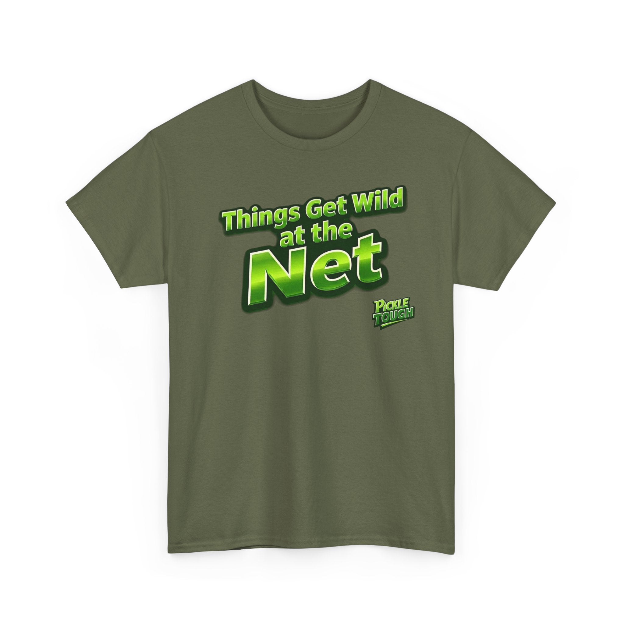 "Things Get Wild at the Net" Pickleball T-Shirt — 100% Cotton T-Shirt Unisex