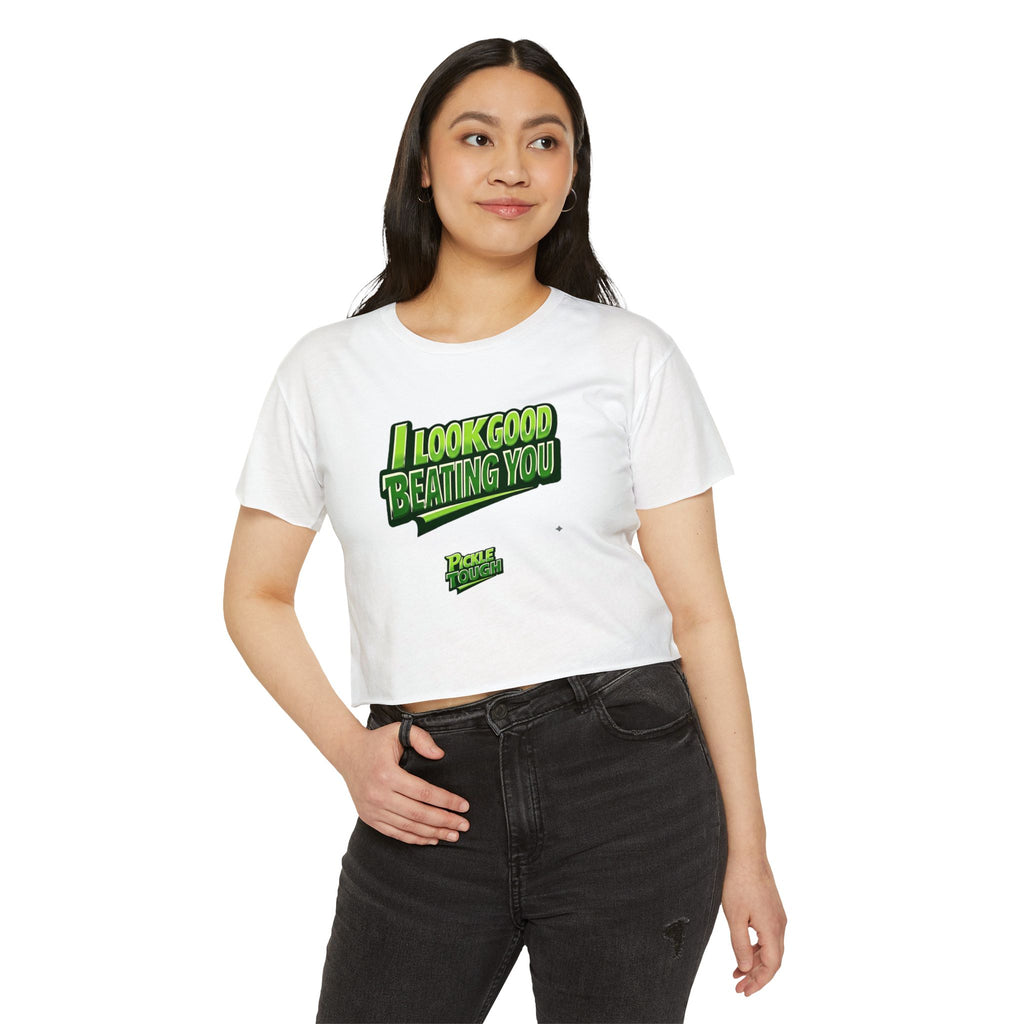 "I Look Good Beating You" Pickleball Crop Top
