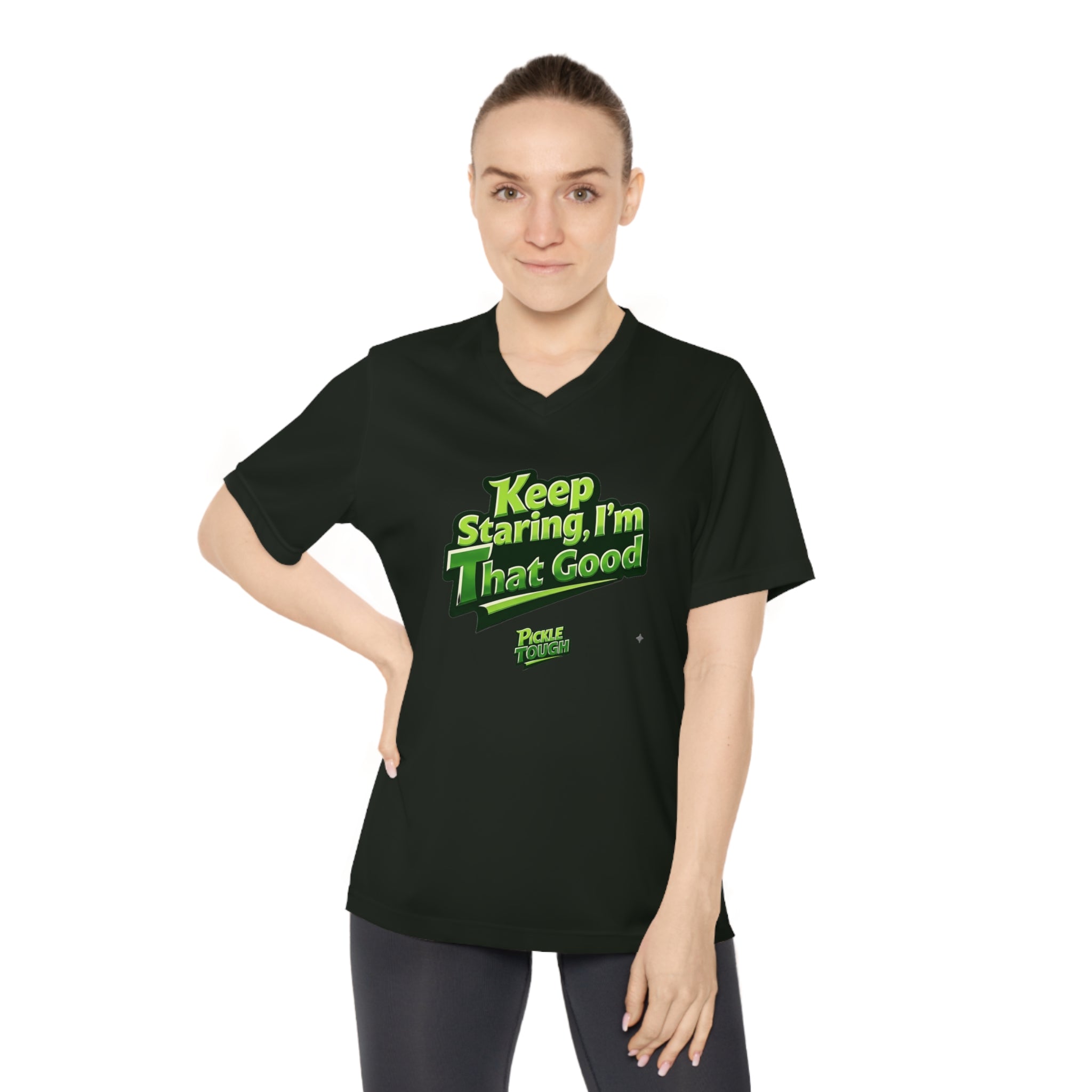 "Keep Staring, I’m That Good" Pickleball T-Shirt- Women's V-Neck T-Shirt