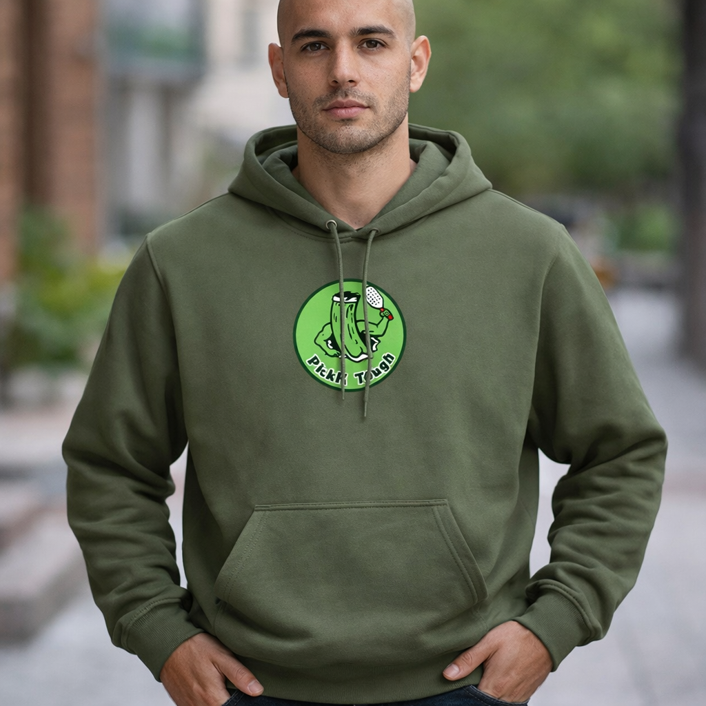 Retro Pickle Man Pickleball Hoodie -  Hooded Sweatshirt Pullover