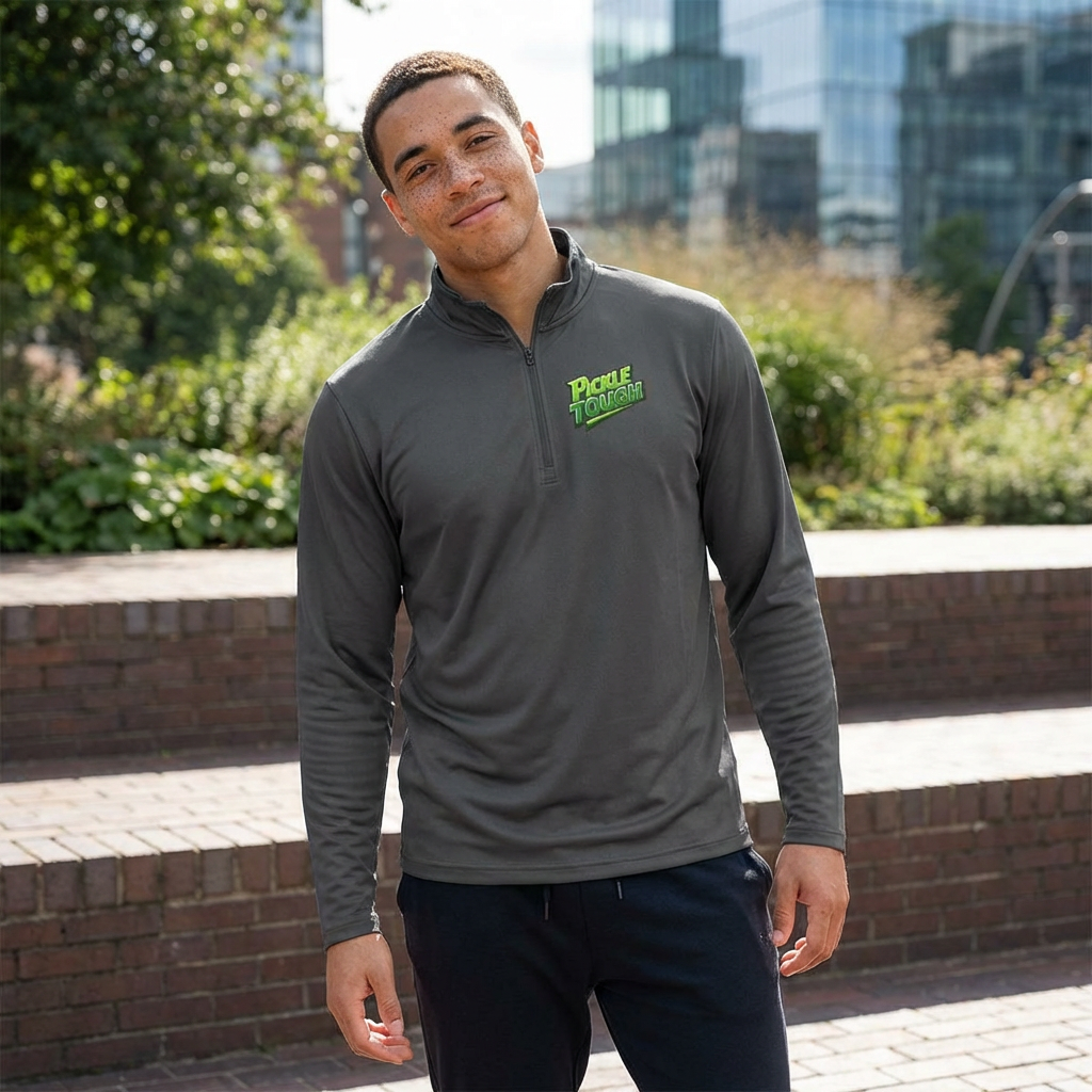 Pickle Tough Logo Quarter-Zip Pullover | Quarter-Zip Long Sleave Shirt Unisex