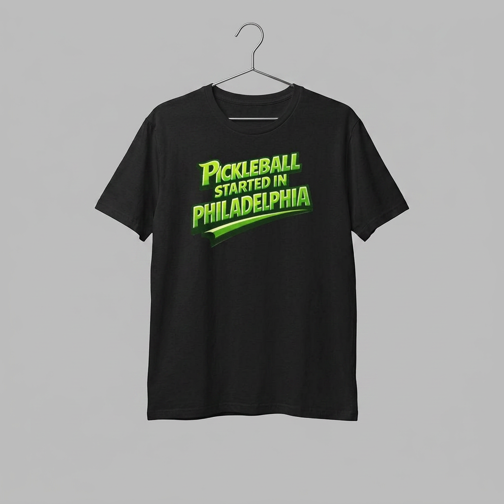 "Pickleball Started In Philadelphia" Pickleball T-Shirt —  100% Cotton Two Sided T-Shirts