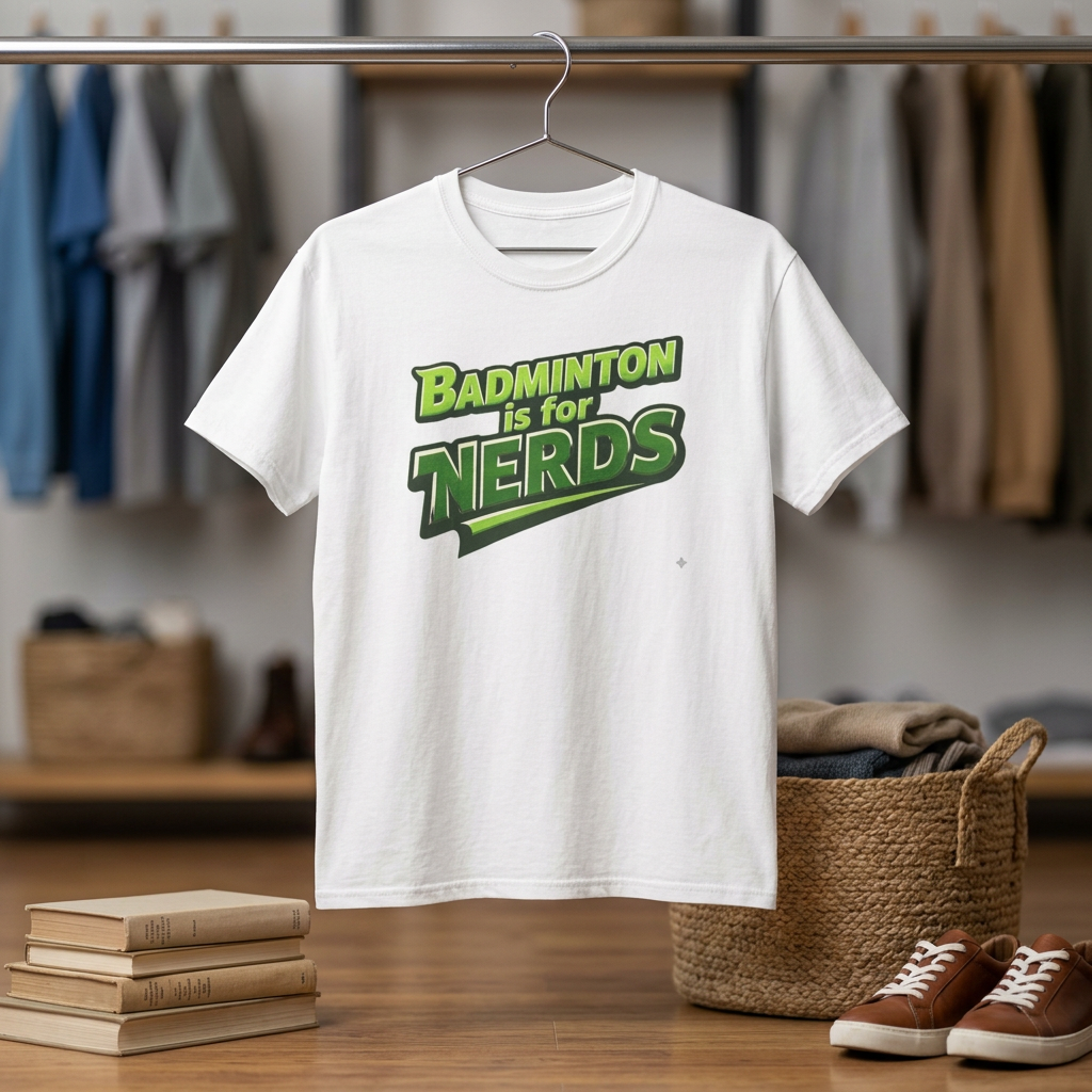 "Badminton is for Nerds" Pickleball T-Shirt — 100% Cotton Two Sided T-Shirt Unisex