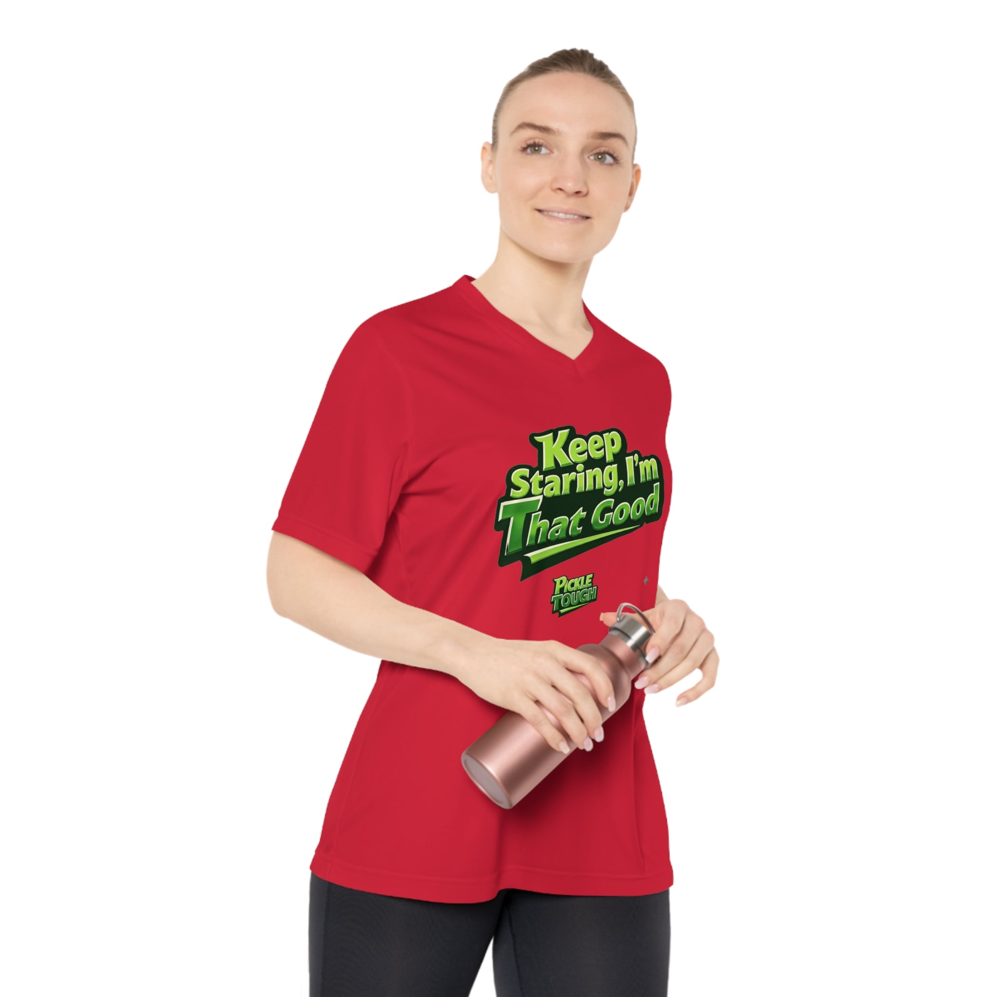 "Keep Staring, I’m That Good" Pickleball T-Shirt- Women's V-Neck T-Shirt