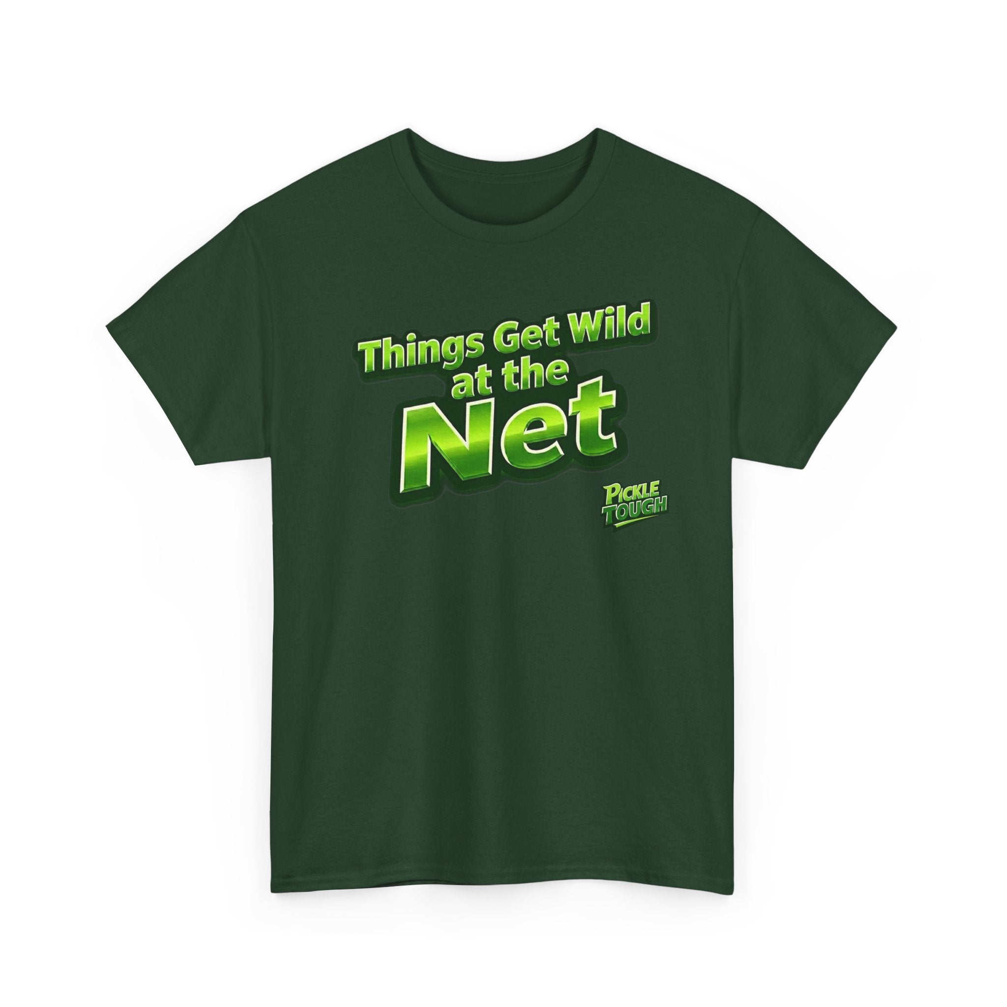 "Things Get Wild at the Net" Pickleball T-Shirt — 100% Cotton T-Shirt Unisex