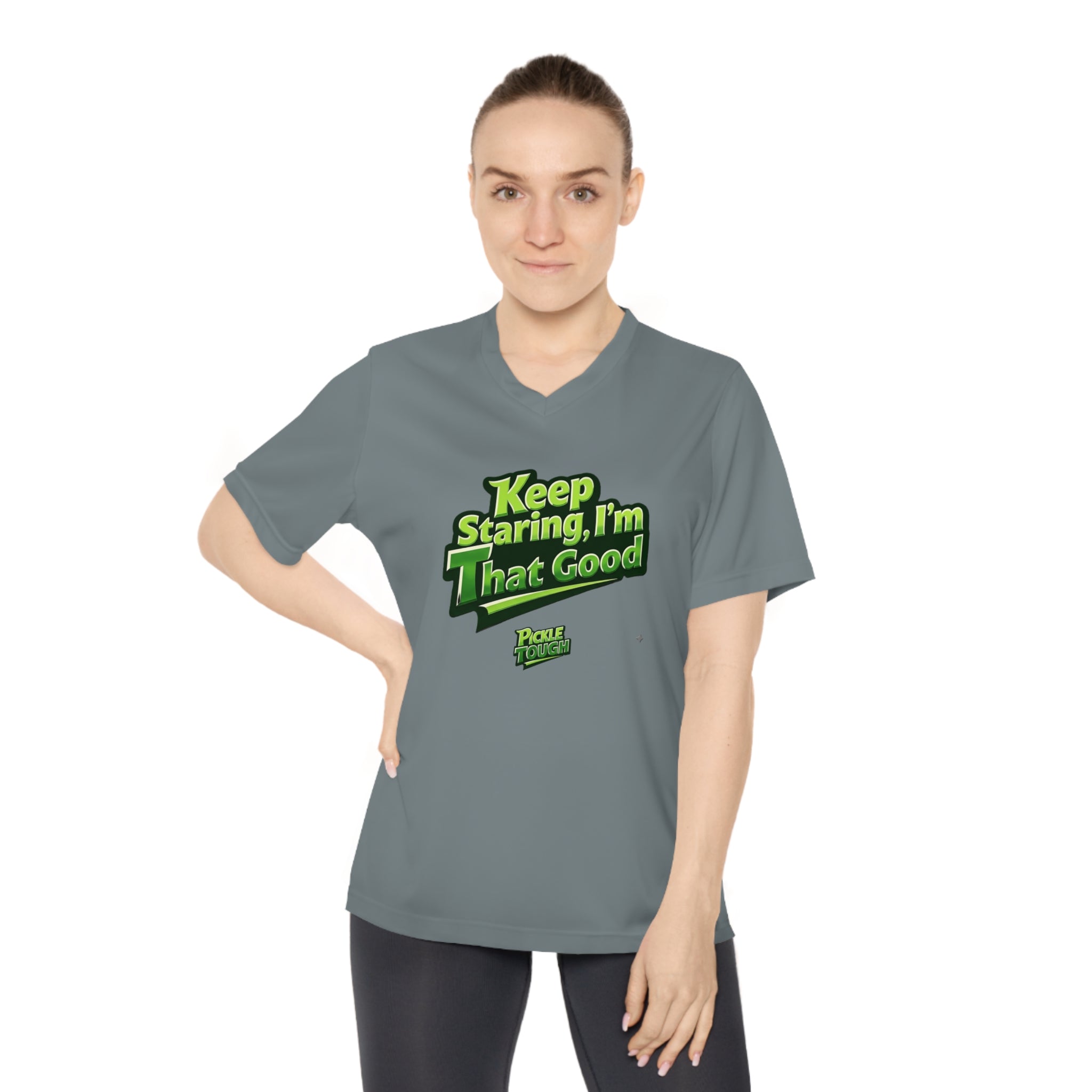 "Keep Staring, I’m That Good" Pickleball T-Shirt- Women's V-Neck T-Shirt