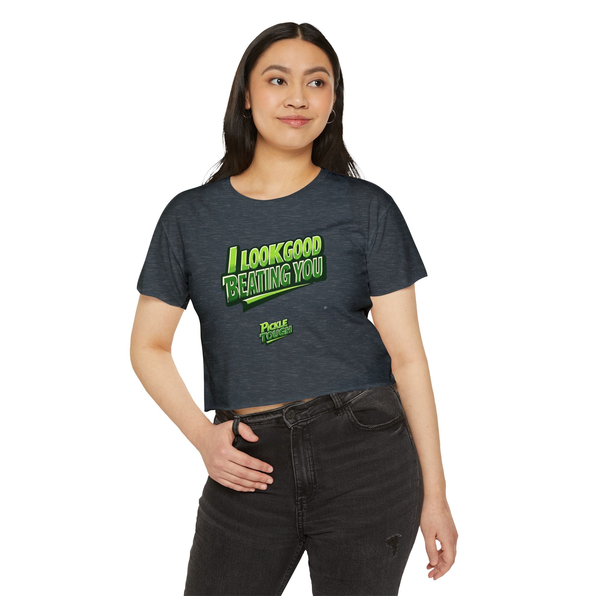 "I Look Good Beating You" Pickleball Crop Top