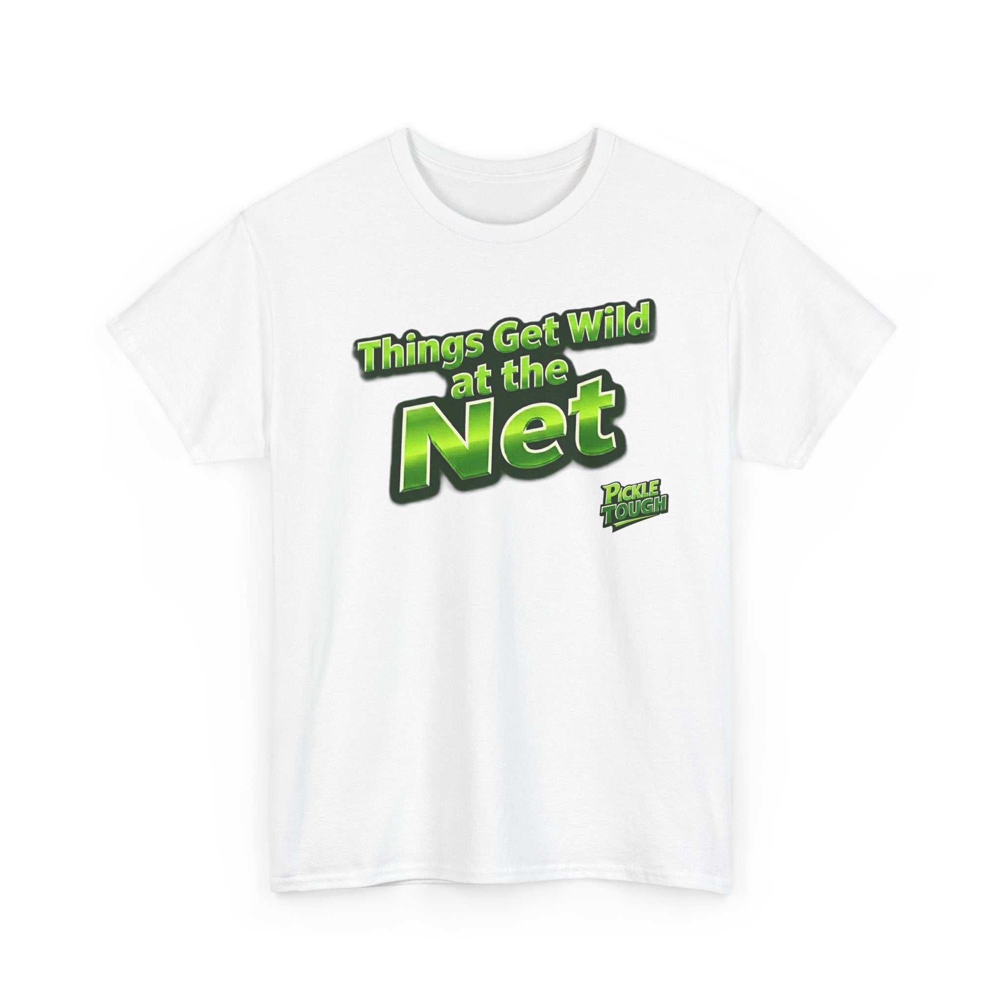 "Things Get Wild at the Net" Pickleball T-Shirt — 100% Cotton T-Shirt Unisex