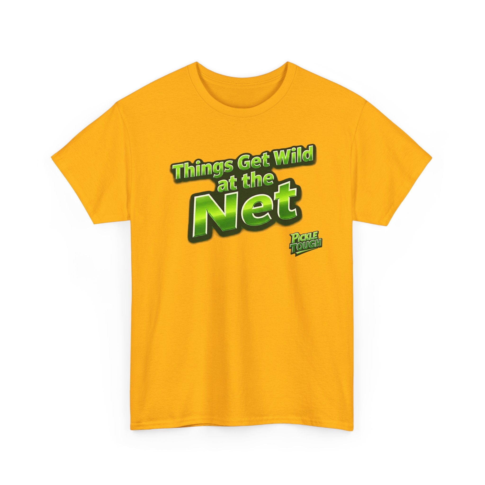 "Things Get Wild at the Net" Pickleball T-Shirt — 100% Cotton T-Shirt Unisex