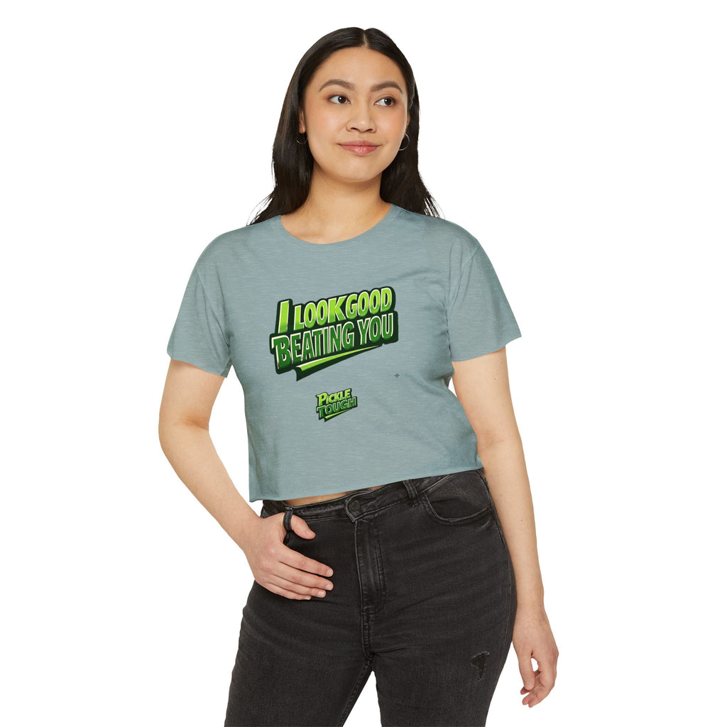 "I Look Good Beating You" Pickleball Crop Top