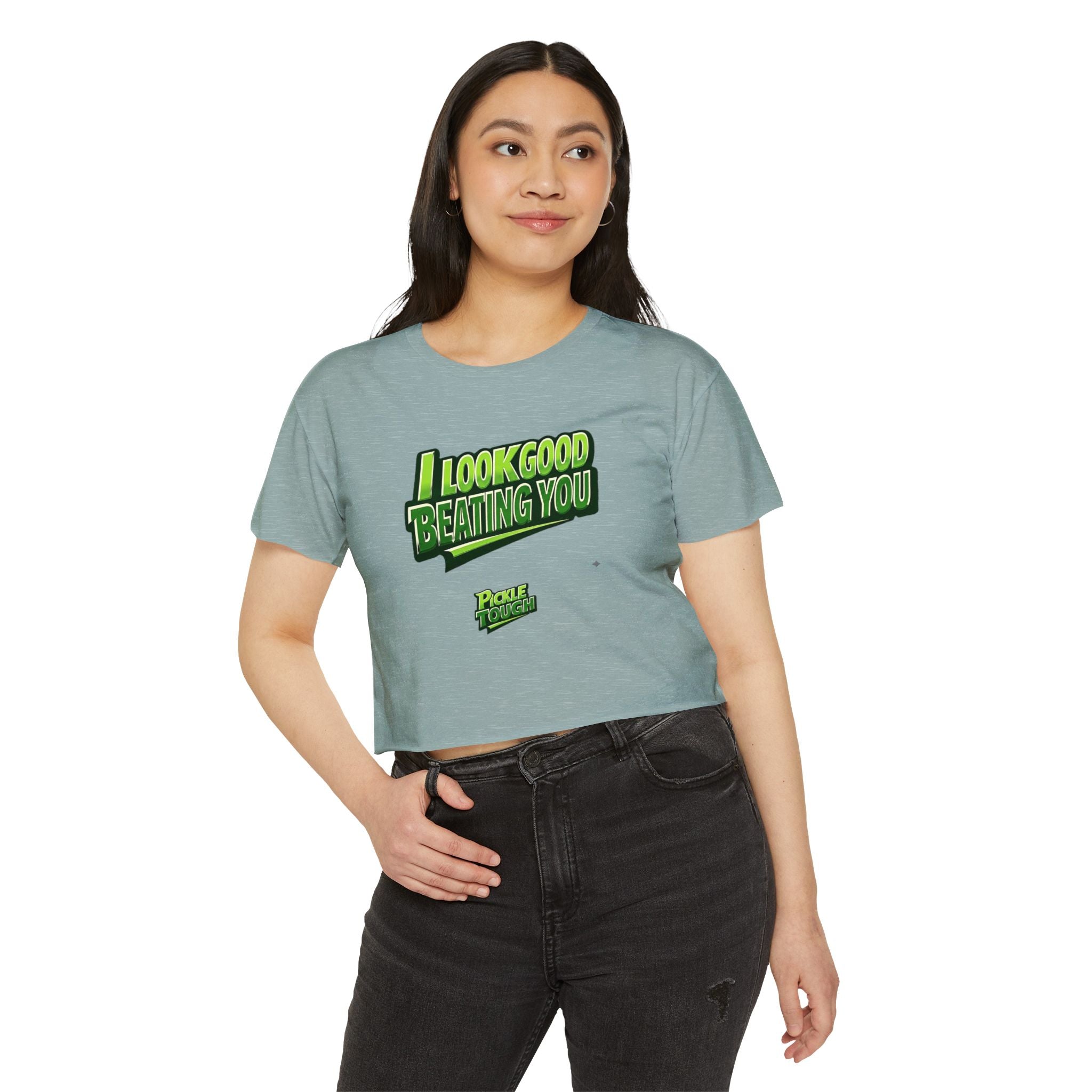 "I Look Good Beating You" Pickleball Crop Top