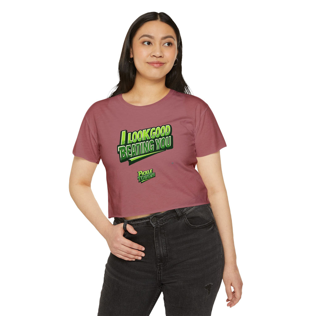 "I Look Good Beating You" Pickleball Crop Top
