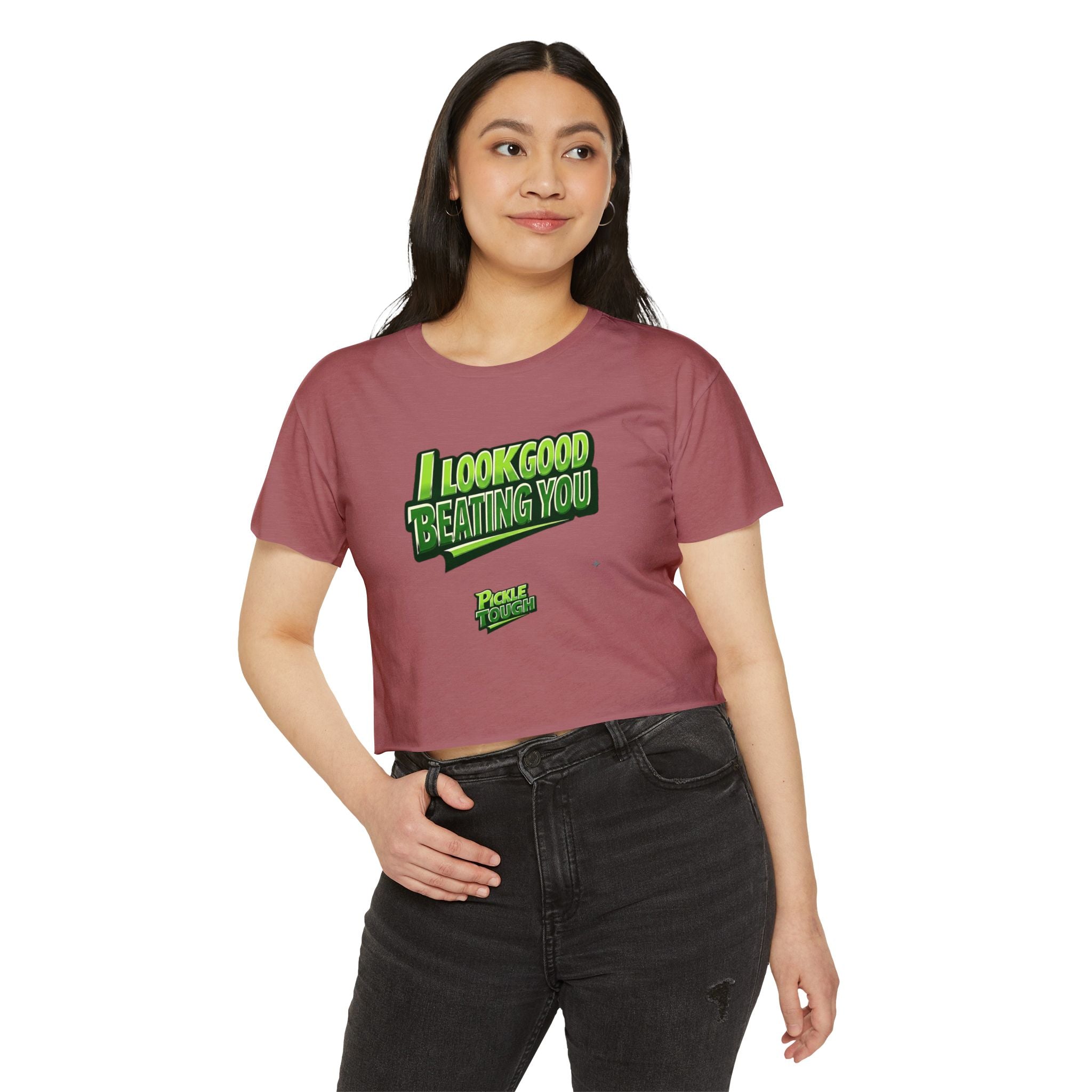 "I Look Good Beating You" Pickleball Crop Top