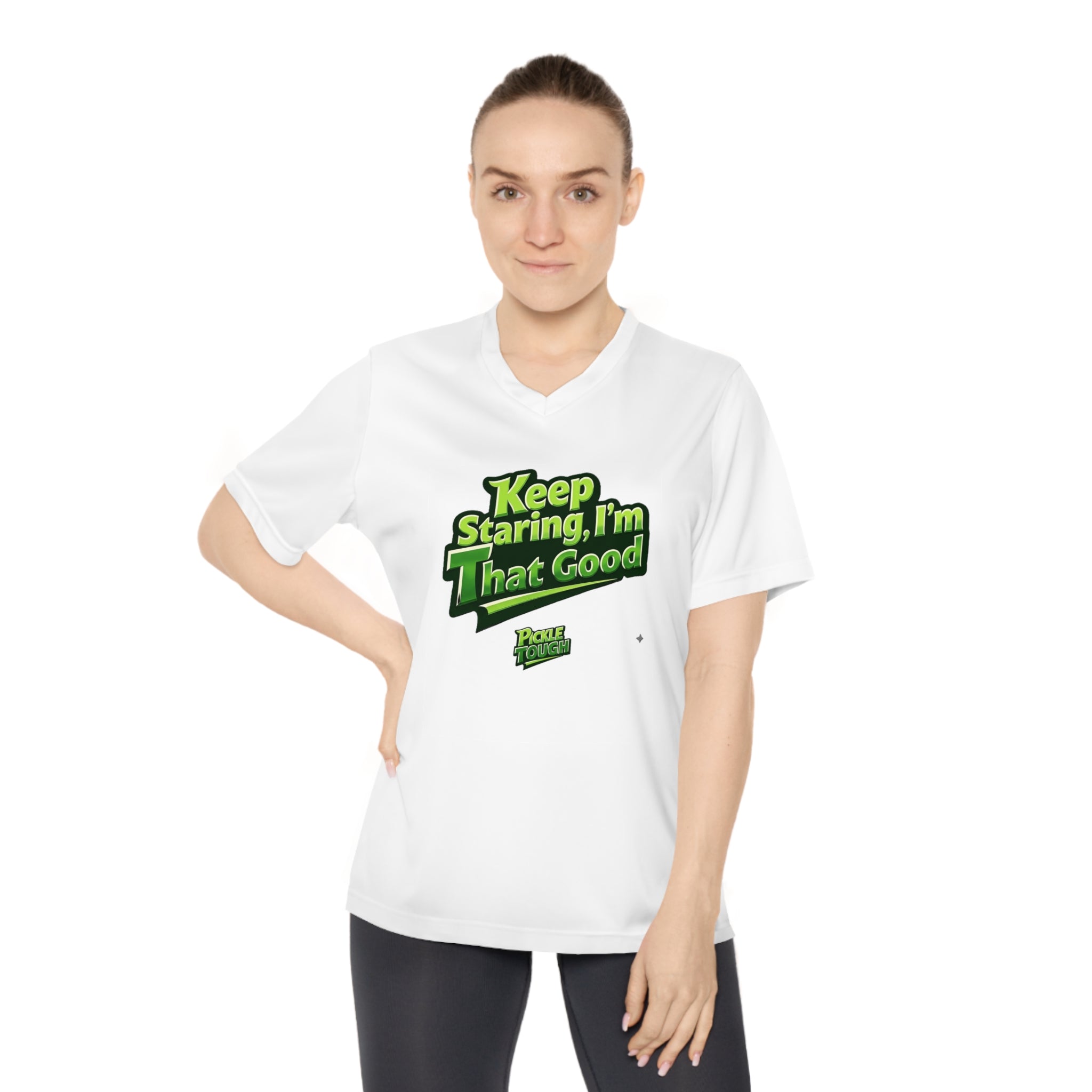 "Keep Staring, I’m That Good" Pickleball T-Shirt- Women's V-Neck T-Shirt