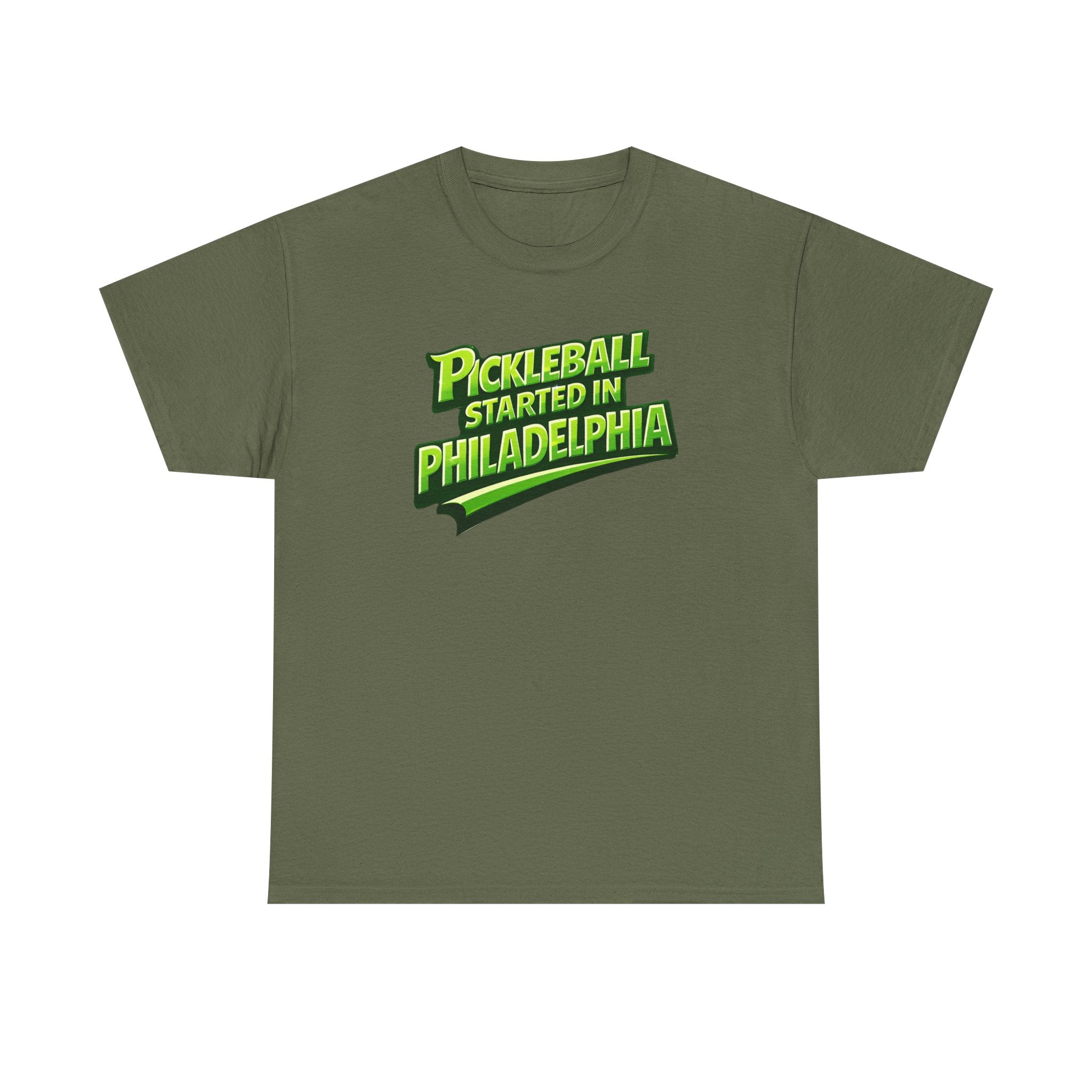 "Pickleball Started In Philadelphia" Pickleball T-Shirt —  100% Cotton Two Sided T-Shirts