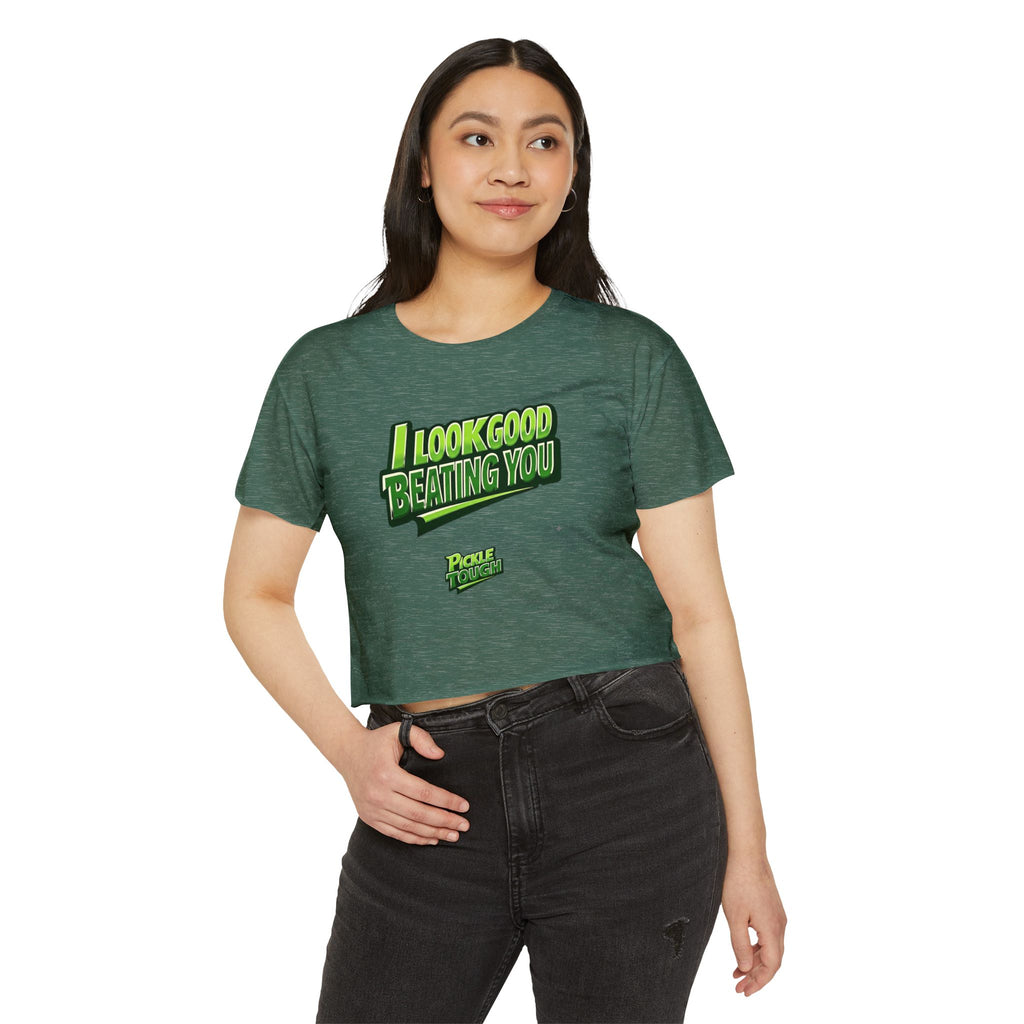 "I Look Good Beating You" Pickleball Crop Top